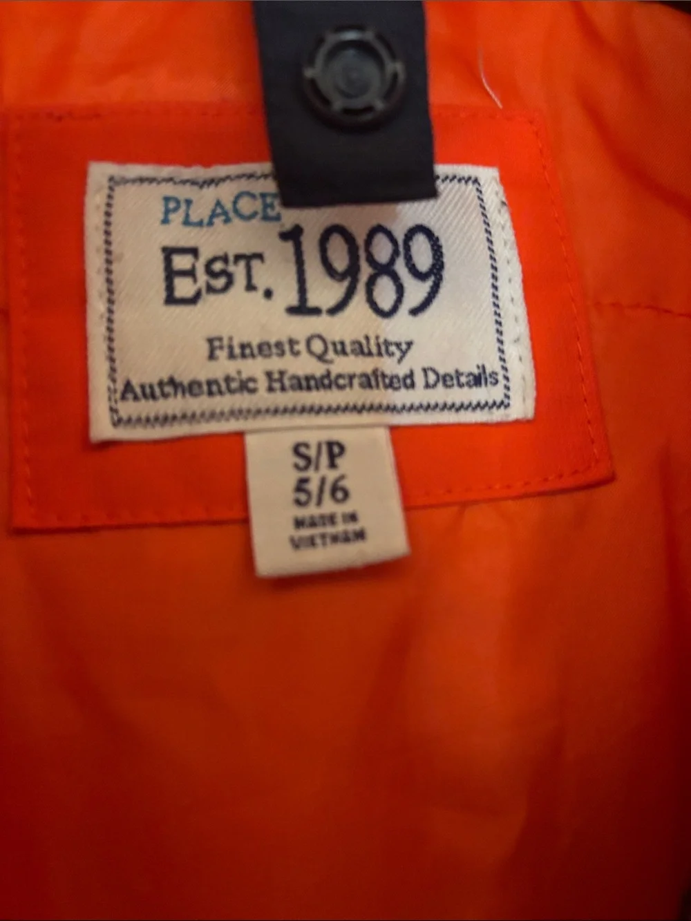 The Children's Place Orange, Gray & Black Hooded Puffer Jacket